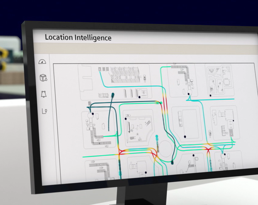Location Intelligence software showing live tag positions on a site map