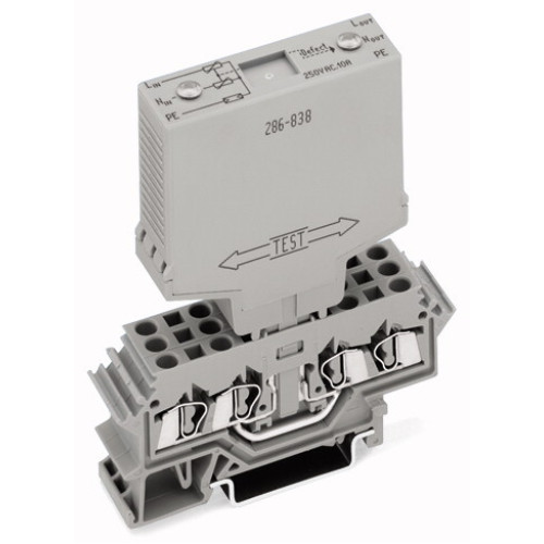 Surge suppression module for signal technology; Nominal voltage: 230 VAC; for 2 signal paths with common surge arrester; with visual indicator