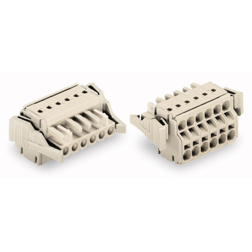 Female connector 100 protected against mismating with coding finger light gray
