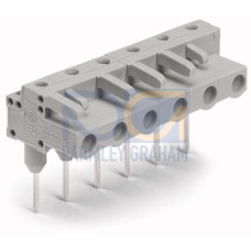 Female Connector, With Angled, Long Contact Pins 3-Pole Gray