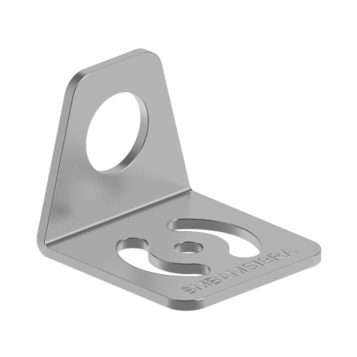 Bracket: Right-angle SMBAMS series with, 18 hole for mounting sensors, Articulation slots for 90 plus degree rotation, 12-ga. (2.6) Cold-rolled Steel