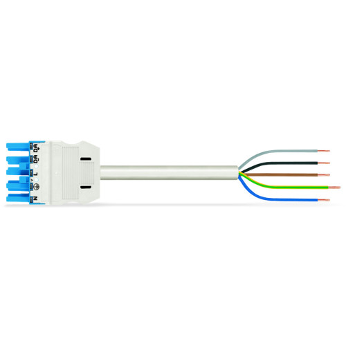 pre-assembled connecting cable, Eca, Socket/open-ended, blue