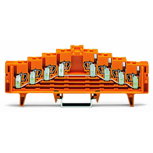4-level same potential terminal block, without locking clips, all clamping units internally commoned, light gray
