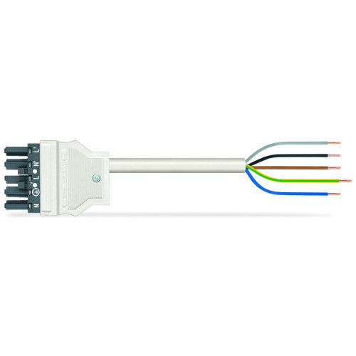 pre-assembled connecting cable, Eca, Socket/open-ended, dark gray