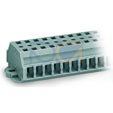 2-conductor terminal strip, without push-buttons, with fixing flanges, gray