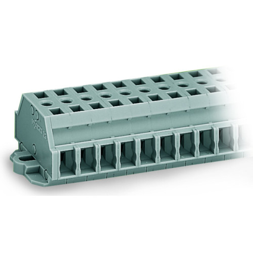 2-conductor terminal strip, without push-buttons, with fixing flanges, gray