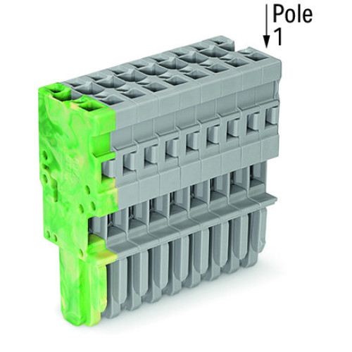 1-conductor female connector, CAGE CLAMP&reg;, 4 mm&sup2;, gray/green-yellow