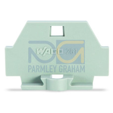 End plate, with fixing flange, gray