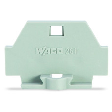 End plate, with fixing flange, gray