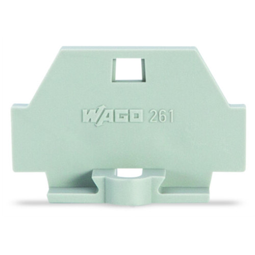 End plate, with fixing flange, gray