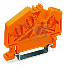 Spacer of same profile, suitable for 3- and 4-conductor terminal blocks of angled type, orange