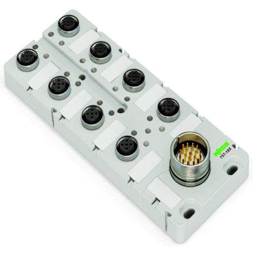 M12 sensor/actuator box, 8-way, 5-pole, M23 connector, Without LED