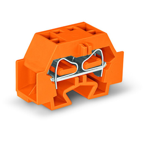 4-conductor terminal block, without push-buttons, with fixing flange, orange