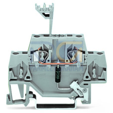 Component terminal block, double-deck, with direct connection to DIN rail, gray