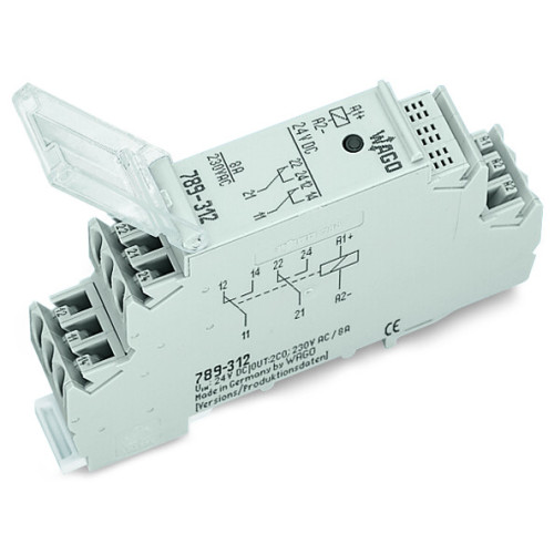 Relay module, Nominal input voltage: 24 VDC, 2 changeover contacts, gray