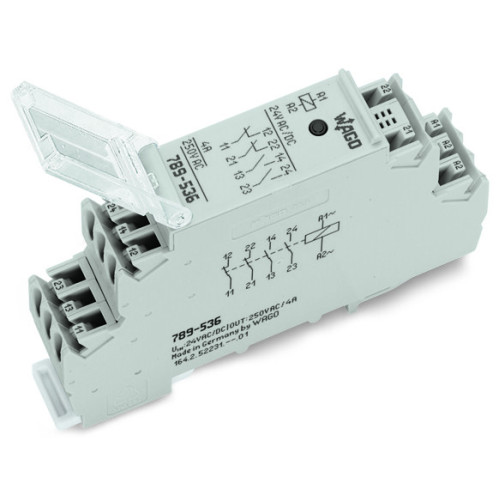 Relay module, Nominal input voltage: 24 V AC/DC, 4 make contacts, gray
