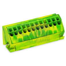 Ground busbar terminal block, for (10 x 3) mm busbars, Push-in CAGE CLAMP&reg;, green-yellow