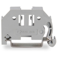 Screwless end stop, 6 mm wide, for DIN-rail 35 x 15 and 35 x 7.5, gray