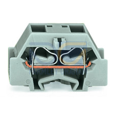 4-conductor terminal block, without push-buttons, with fixing flange, light gray