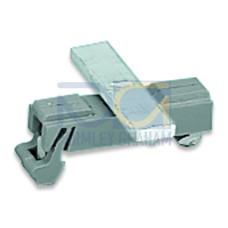 Carrier with grounding foot, parallel to carrier rail, 45 mm long, gray