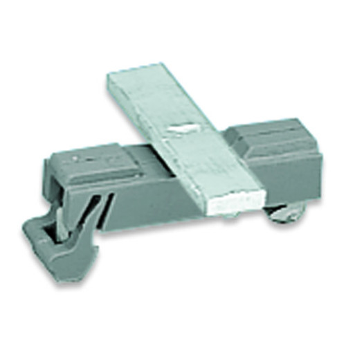 Carrier with grounding foot, parallel to carrier rail, 45 mm long, gray