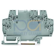 Universal modular component plug housing as rail-mounted terminal block, gray