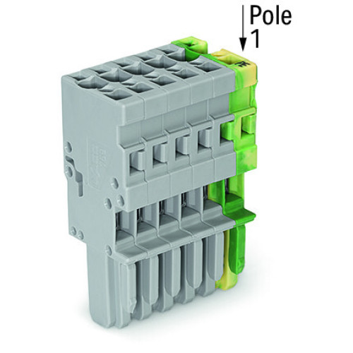 1-conductor female connector, CAGE CLAMP&reg;, 4 mm&sup2;, green-yellow/gray