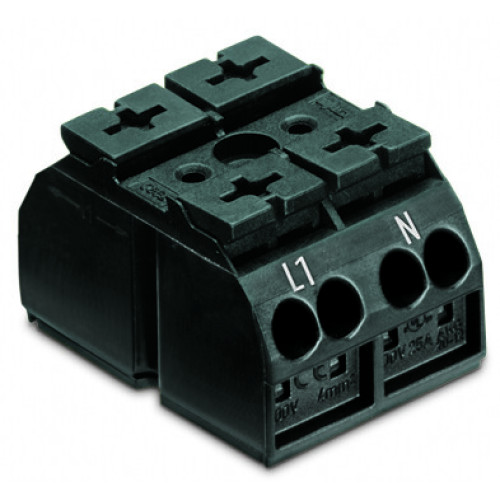 4-conductor chassis-mount terminal strip, suitable for Ex e II applications, without ground contact, black