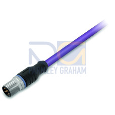 PROFIBUS cable, M12B plug,  straight, 5-pole, violet