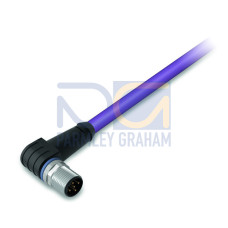 PROFIBUS cable, M12B plug,  angled, 5-pole, violet