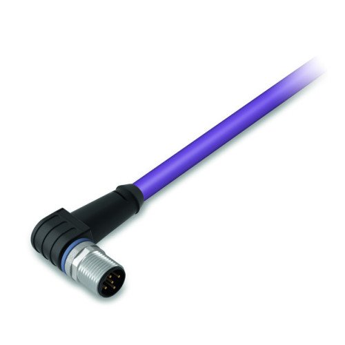 PROFIBUS cable, M12B plug,  angled, 5-pole, violet