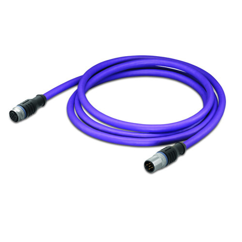 CANopen/DeviceNet cable, M12A socket,  straight, M12A plug,  straight, violet