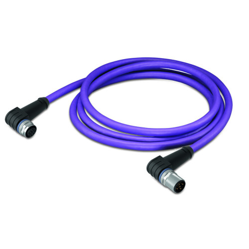 PROFIBUS cable, M12B socket,  angled, M12B plug,  angled, violet