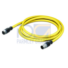 System bus cable for drag chain, M12B socket,  straight, M12B plug,  straight, yellow