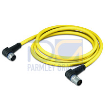 System bus cable for drag chain, M12B socket,  angled, M12B plug,  angled, yellow