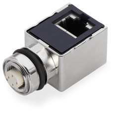 Adapter M12 Socket, D-Coded/ Rj-45 Socket Angled