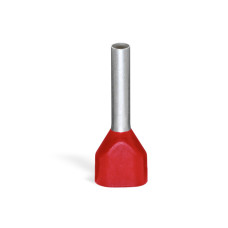 Twin Ferrule, Sleeve For 2 X 1 mm / Awg 2 X 18 Red, Insulated Red
