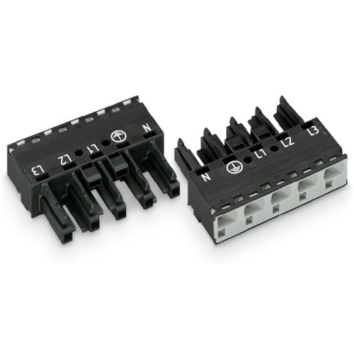 Socket, 5-pole, Cod. A, black