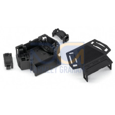 Strain relief housing, 3-pole, with locking clip, black