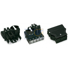 Three-phase to single-phase distribution connector, with phase selection, 5-pole/3-pole, black
