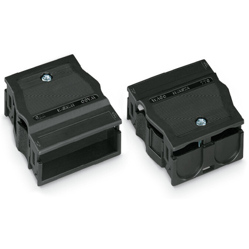 Strain relief housing, 4-pole, for 2 cables, black