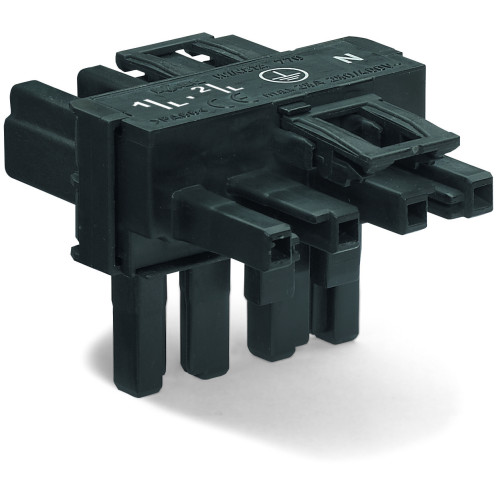 T-distribution connector, 4-pole, Cod. A, black