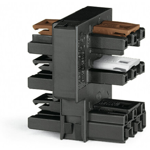 Distribution connector for switches, Single-pole and throttle two-way circuit, 3-pole, black