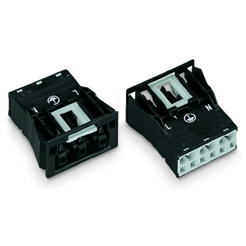 Snap-in socket, 3-pole, Cod. A, black