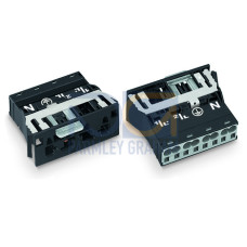 Snap-in plug, with direct ground contact, 4-pole, black