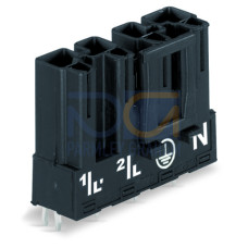 Plug for PCBs, straight, 4-pole, black