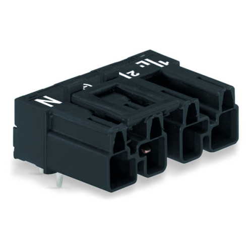 Plug for PCBs, angled, 4-pole, black