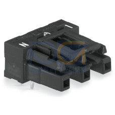 Socket for PCBs, angled, 3-pole, black
