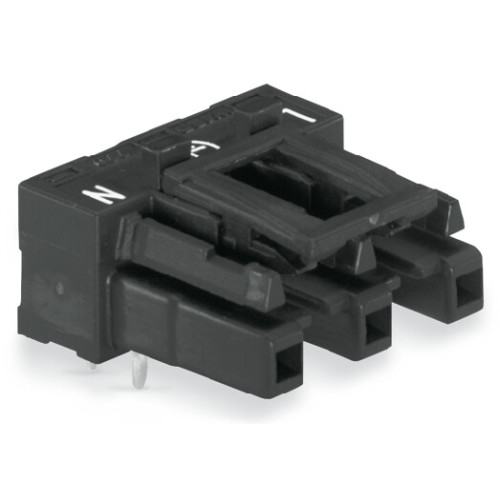 Socket for PCBs, angled, 3-pole, black