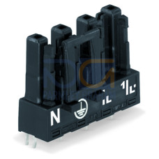 Socket for PCBs, straight, 4-pole, black